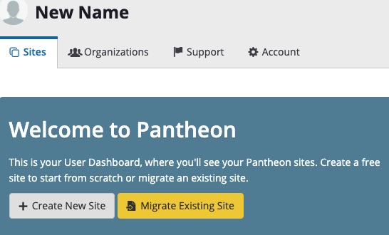 Creating site on pantheon