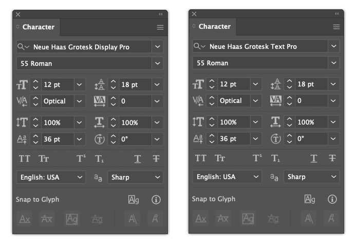 Neue Haas examples