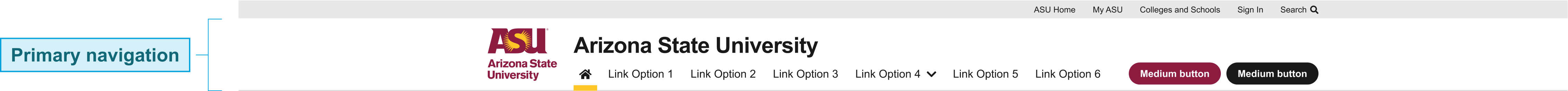 Primary navigation for asu.edu domains per UDS and web standards