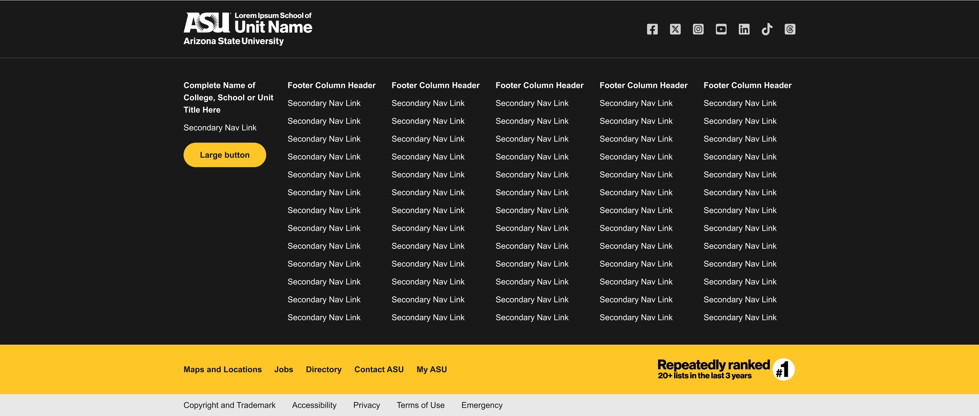 Subdomain footer for all asu.edu domains
